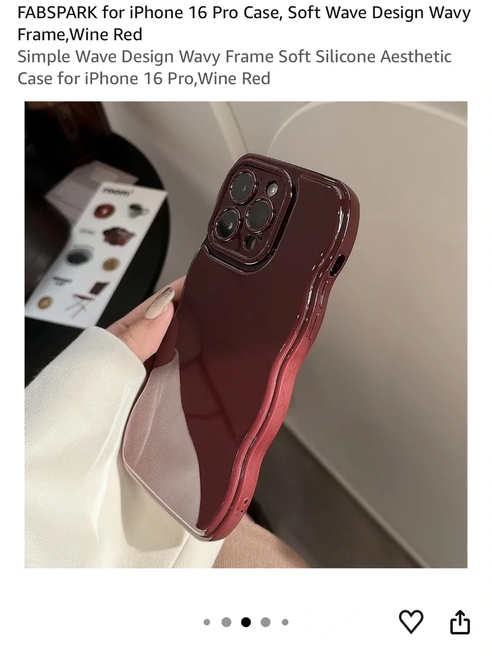 2 Glossy Burgundy Wavy Phone Cases for IPhone 16 pro